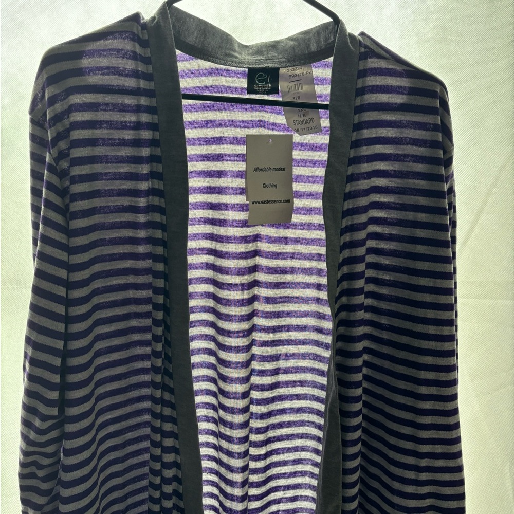East essence purple and grey sweater long. NWT